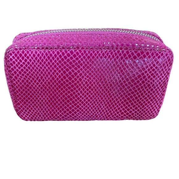 Fossil Women Wallet Leather Snakeskin Embossed Zippered Compartments Pink Clutch - Picture 4 of 6